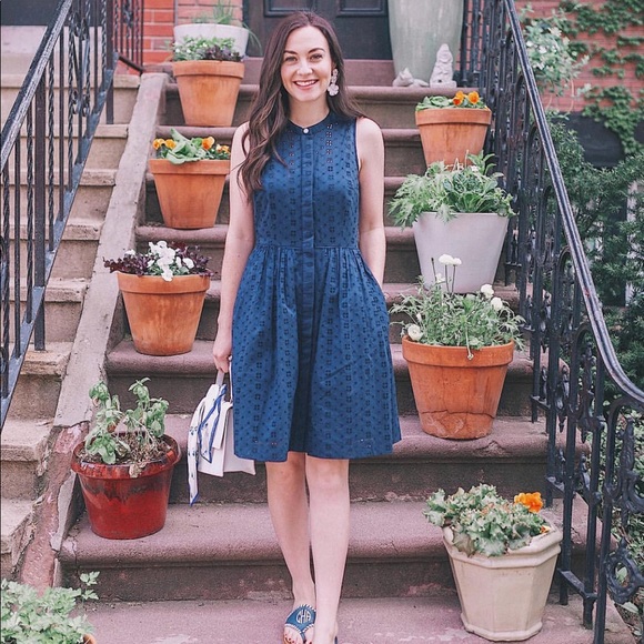 J. Crew Dresses & Skirts - J. Crew Navy Blue Eyelet Button Dress